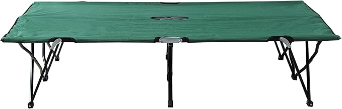 2 Person Folding Camping Cot for Adults, 50" Extra Wide Outdoor Portable Sleeping Cot with Carry Bag, Elevated Camping Bed, Beach Hiking, Green