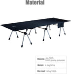 iClimb Super Easy Assemble Folding Cot Ultralight Compact Heavy Duty with Carry Bag for Adults Camping Backpacking (Black, Two Heights)