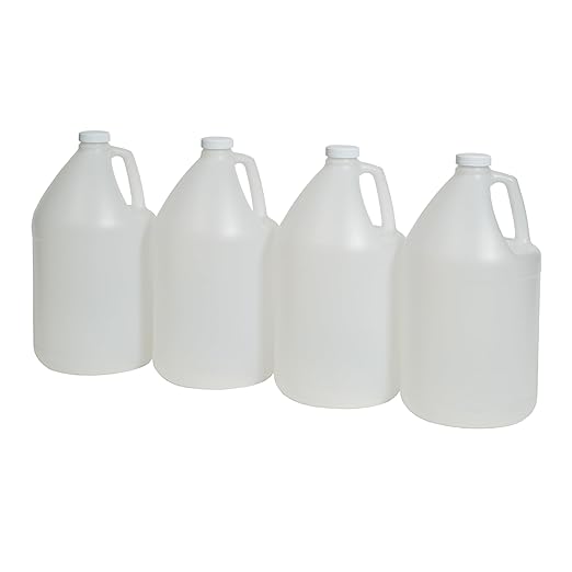 FastRack 4-Pack 1 Gallon Water Bottle Plastic Jug Container with Lid | White Food Grade Gallon Water Jug, BPA-Free, Leak-Proof Pitcher With Lid Fermentation, Brewing, Storage & More