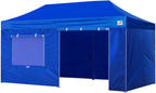 Eurmax USA Professional Pop up Canopy Wedding Party Tent Instant Outdoor Gazebo with Side Walls Aluminum Frame Commercial Grade Bonus Roller Bag(Blue)