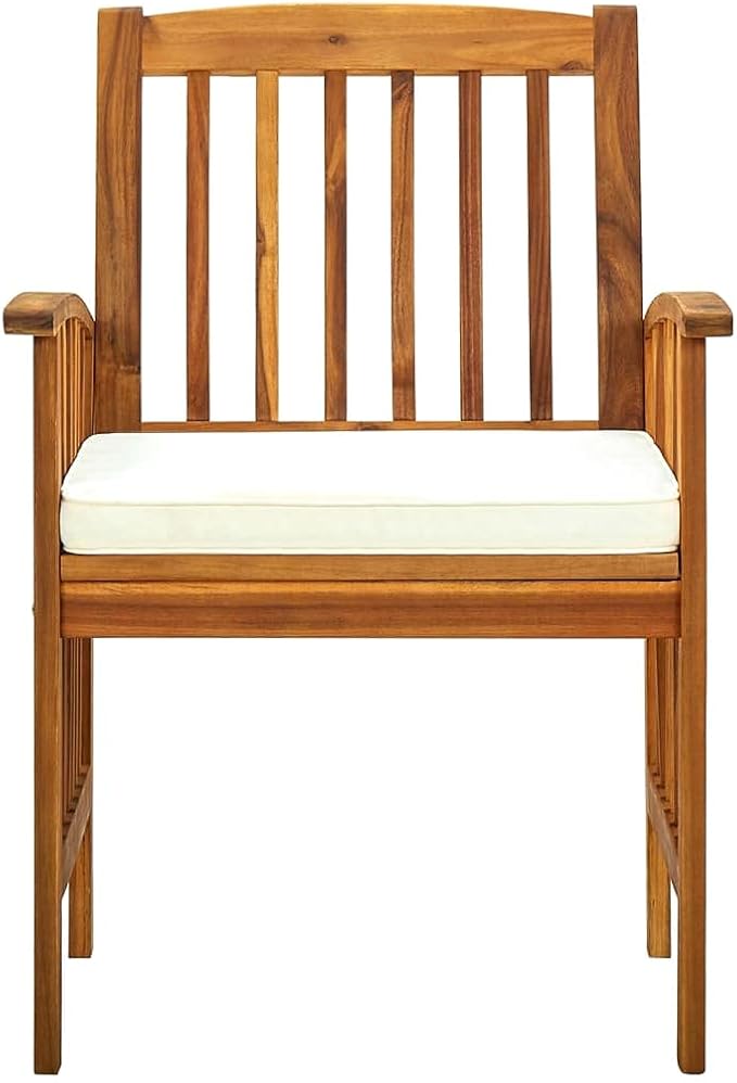 (Fast Shipment) Patio Dining Chairs, Outdoor Chairs, for Camping Pool Beach Deck, Lawn Chair Patio Dining Chairs 3 pcs with Cushions Solid Acacia Wood