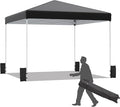EROMMY 10x10 Pop Up Tent, Easy to Set Up Outdoor Canopy, Portable Shelter for Events, Parties, Camping with 4 Sand Bags, Wheeled Bag, 4 Ropes and 8 Spikes(Black)