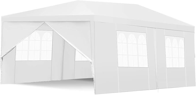 TANGKULA Outdoor Tent 10x20, White Party Wedding Tent Canopy with Removable Sidewalls, Portable Canopy Shelter Tent Pavilion for Market, Outside Tents for Events, Backyard