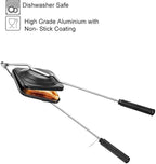 AnNafi® Sandwich Maker | Sandwich Press Grill For Gas/Stove | Non Stick Hand Toaster Pan For Hot & Crisp Grilled Cheese Sandwiches & Cubano | Easy to Use Cast Iron Flying Saucer For Outside Campfire
