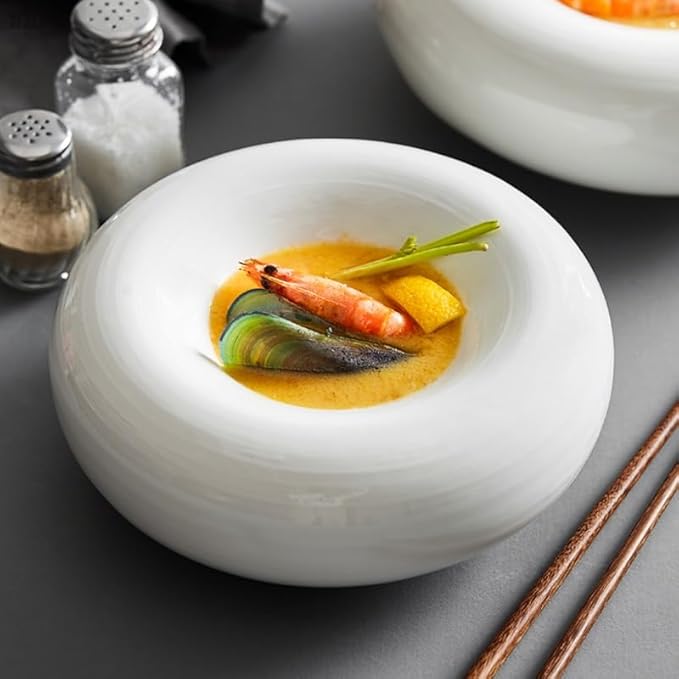 Camping Plates Ceramic Tableware Salad Dessert Bowl Snack Plate Household Table Decoration Cake Plate Kitchen Utensils Porcelain Decorative Plate(8 inch)