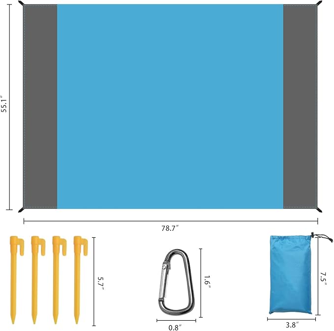 Waterproof Camping Tarp Lightweight Multifunctional Tent Footprint for Camping, Hiking Backpacking, Compact Tent Tarp Ground Sheet Mat for Ground or Under Tent（55.1" x 78.7" | Blue）