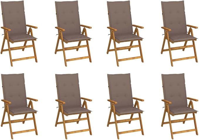 Folding Patio Chairs with Cushions 8 pcs Solid Acacia Wood Balcony Chairs Camping Chair Accent Chair Outdoor Chairs for Bedroom Dining Outdoor Patio
