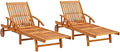 Sun Loungers 2 pcs Solid Acacia Woodrecliner Camping Chairs Patio Tanning chairSuitable for Garden Courtyard