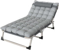 Folding Camping Cot for Adluts, Portable Lightweight Camping Bed with Pillow,4-Position Adjustable Backrest with Strong Steel Frame,Indoor Outdoor Recliner Chair for Home,Office,Outdoor (Style -4)