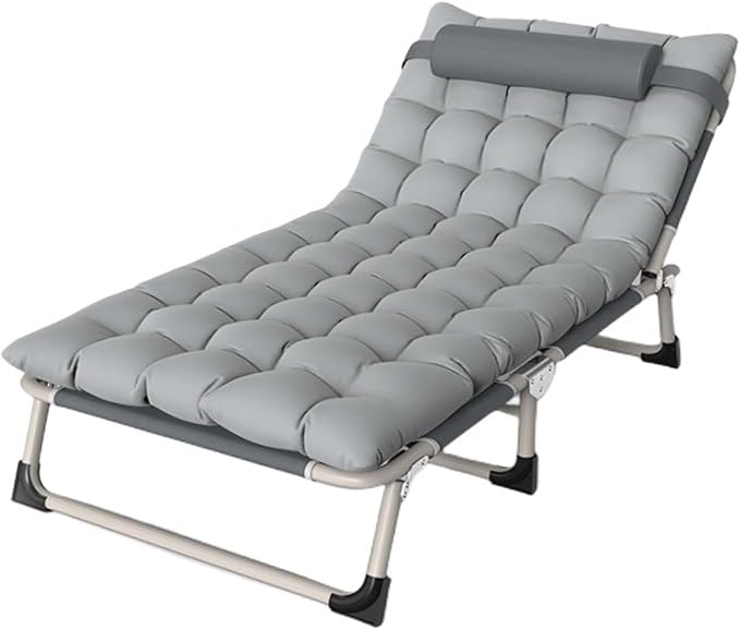Folding Camping Cot for Adluts, Portable Lightweight Camping Bed with Pillow,4-Position Adjustable Backrest with Strong Steel Frame,Indoor Outdoor Recliner Chair for Home,Office,Outdoor (Style -4)