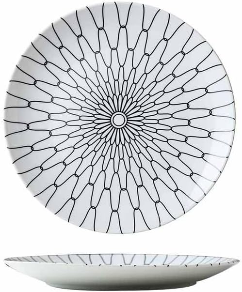 Camping Plates Creative Ceramic Dinner Plate Restaurant Round Dinner Plate Geometric Pattern Dinner Plate Kitchen Tableware Decorative Plate(B,20.6cm/8Inch)