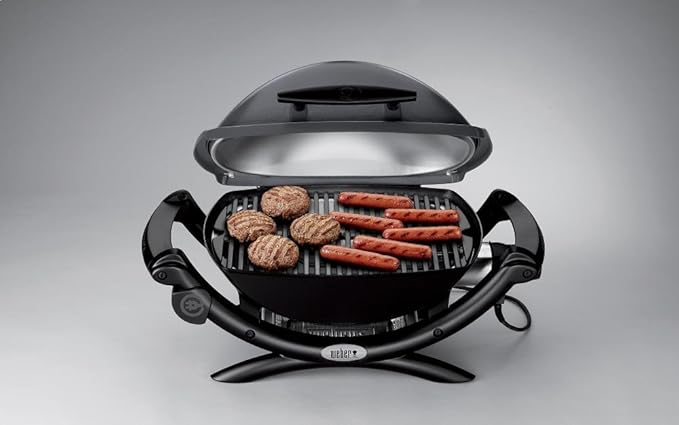 Weber Q1400 Electric Grill, Gray – Portable 1560‑Watt Outdoor Electric BBQ with Porcelain‑Enameled Cast‑Iron Grates – Compact Balcony & Patio Grill with Infinite Control Settings