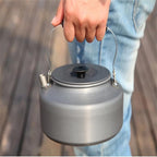 1.1L Portable Ultralight Outdoor Camping Tableware Hiking Collector Heat Ring Water Kettle Teapot Coffee Pot