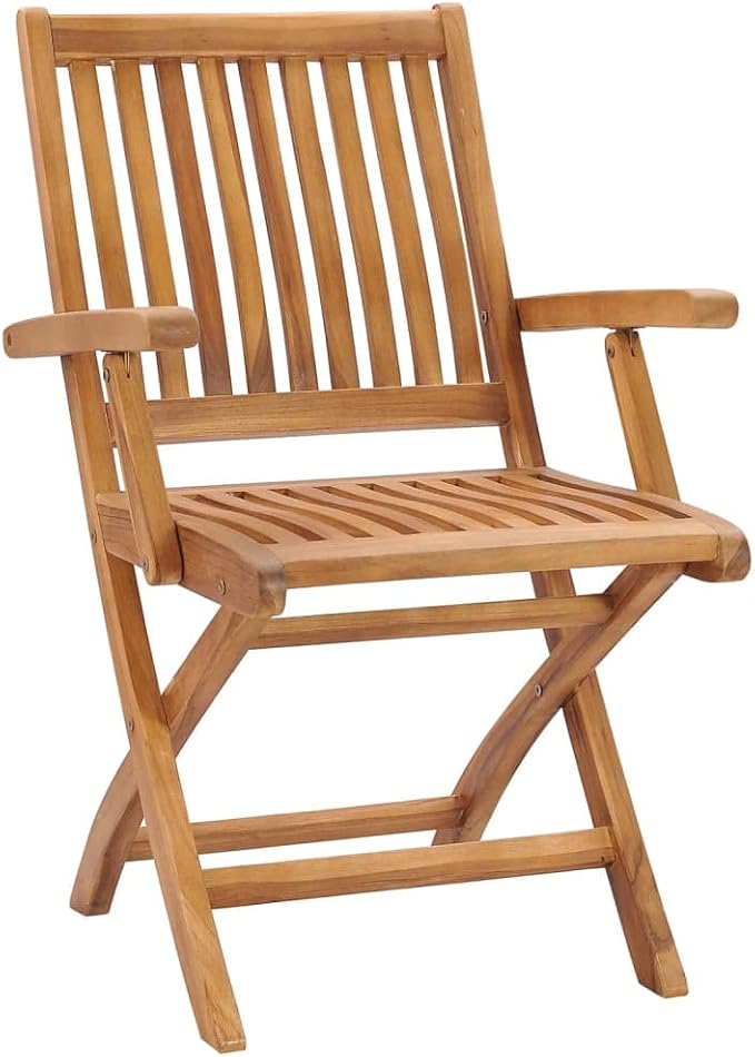 Folding Patio Chairs with Cushions 6 pcs,Outdoor Lounge Chair,Portable Camping Chair,Bistro Table and Chairs Outdoor,Features 2 Sets of Ropes,for Balcony/Garden/Backyard, Solid Teak Wood