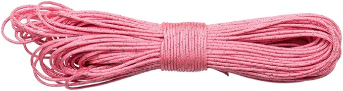 Paracord Planet – Fluorescent 1.75mm Reflective Guyline 95 Paracord Tent Rope Camping Parachute Cord – Baby Pink – 65ft