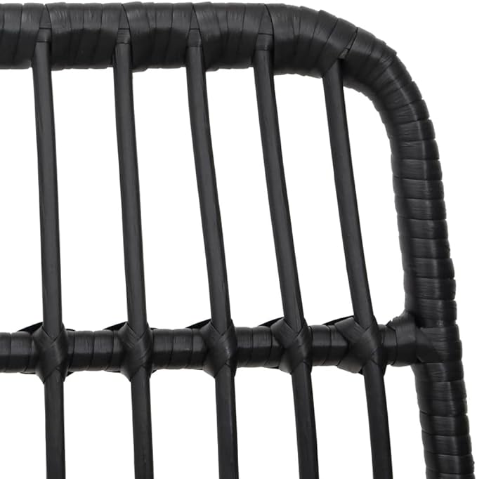 Patio Chairs 2 pcs Black ,Coffee Chair,Study Chair,Camping Chair,Barbecue Chairs,Bistro Chair,Lawn Chairs,Balcony Chairs,for Outdoor,Fire Pit,Deck,Lawn,Outside,Garden,18.9"x24.4"x33.1" PE Rattan