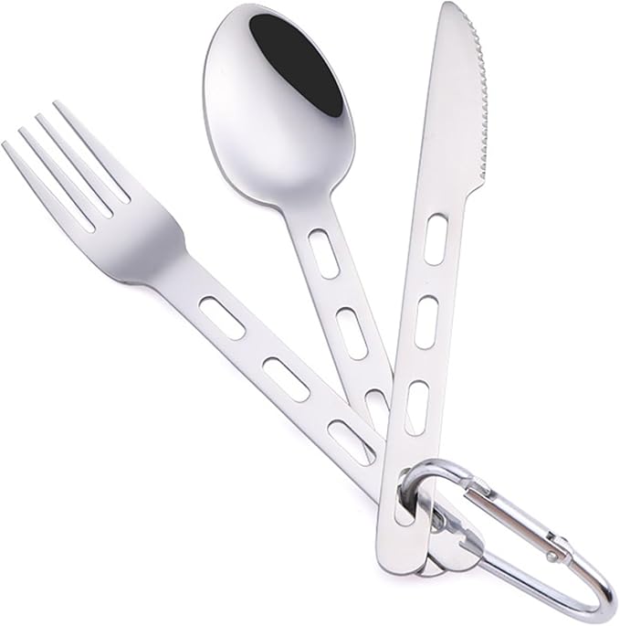 24-Piece Silverware,Service for 8，Serving Set,Camping Utensils，430 Camping Stainless Steel Cutlery Set，Camping Outdoor Knife,Easy to Carry Without Taking Up Space，Dishwasher Safe