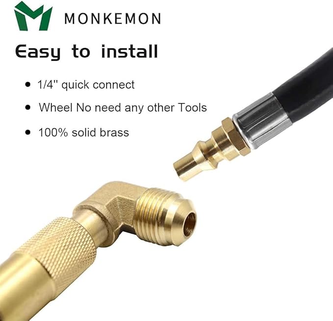 Monkemon 12FT Propane Quick Connect Hose RV to Grill, Low Pressure Propane Elbow Adapter with Extension Hose for Blackstone 17" and 22" Griddle, For Camp Chef Stove Portable Fire Pit