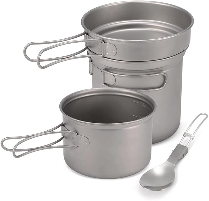 Camping Cookware Set 1000ml Pot Pan Spoon Set for Outdoor Hiking Backpacking Picnic Cooking Equipment Tableware