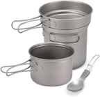 Titanium Camping Cookware Set 1000ml Pot Pan Spoon Set for Outdoor Hiking Backpacking Picnic Cooking Equipment Tableware (Color : A, Size : 4PCS)