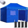 Eurmax USA Premium 10'x15' Pop-up Canopy Tent Party Tent Commercial Instant Canopies Shelter with Removable Sidewalls with Wheeled Carry Bag Bonus 4 Sand Bags(Blue)