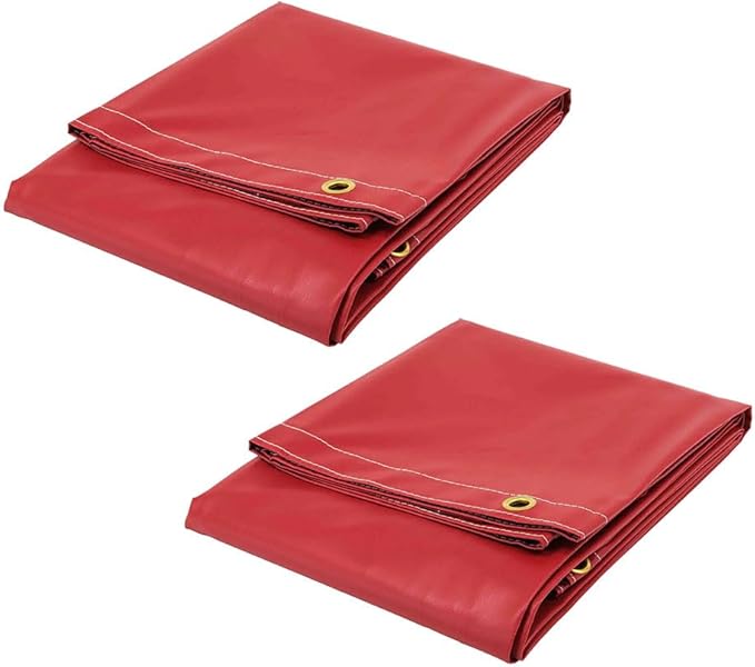 Mytee Products (2 Pack) 8' x 10' Heavy Duty Red 18oz Vinyl Utility Tarp Waterproof, Multipurpose, Cars, Boats, Campers, Pool Cover, Tent