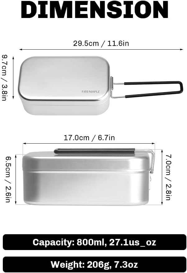 Fire-Maple Frost Bento Lunchbox Fast- Heating Camping Bowl, with a Foldable Handle(800ml), self reliance outfitters, ideal for travel, outside, camping