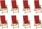 Folding Patio Chairs with Cushions 8 pcs Solid Acacia Wood Balcony Chairs Camping Chair Accent Chair Outdoor Chairs for Bedroom Dining Outdoor Patio