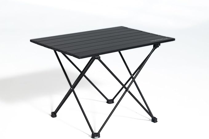 Campster Folding Camping Table - Lightweight and Sturdy Foldable Table for Outdoor Adventures, BBQ, and Picnics - Portable Reinforced Hinged Design with Anti-Slip Leg Caps - Black