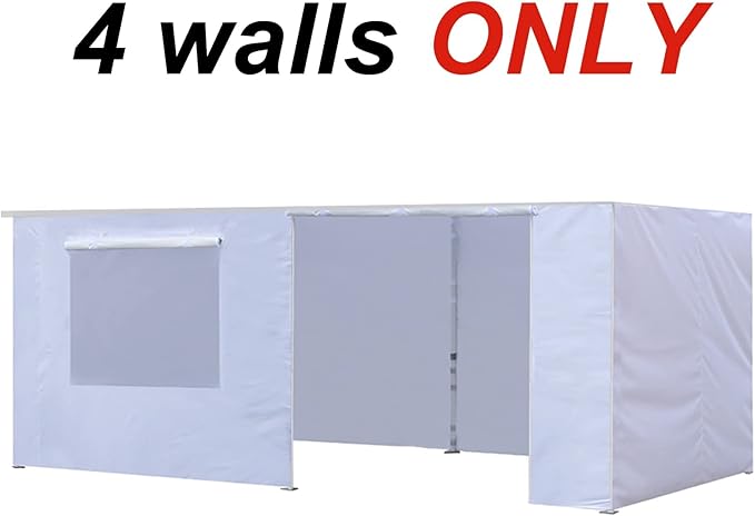 Eurmax USA Full Zippered Walls for 10 x 20 Easy Pop Up Canopy Tent,Enclosure Sidewall Kit with Roller Up Mesh Window and Door 4 Walls ONLY,NOT Including Frame and Top (Grey)