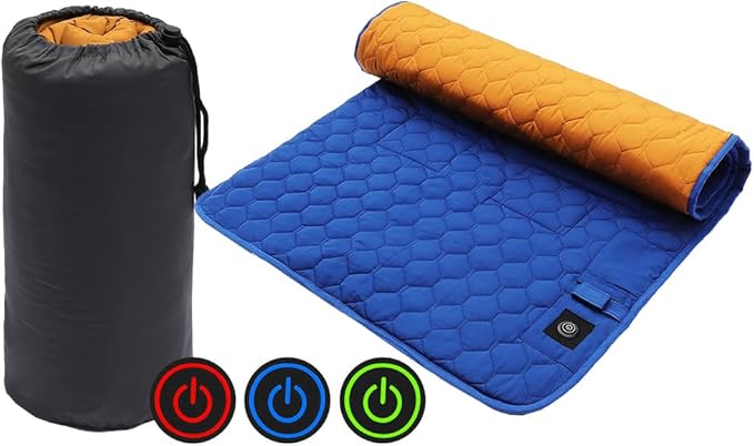 Heated Sleeping Bag Pad, Adjustable Warm Foldable Tent Sleeping Mat, Seven Zone Heating, Machine Washable, Quickly Increase Temperature (Blue)