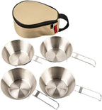 JSEIAJB Outdoor Atainless Steel Snow Bowl Camping Tableware Set Portable Foldable Picnic Barbecue Bowl 4 sets Outdoor Tableware