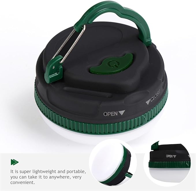 Battery Operated LED Camping Lantern Tent Hanging Light Portable Green Emergency Outdoor Lantern for Hiking and Backpacking