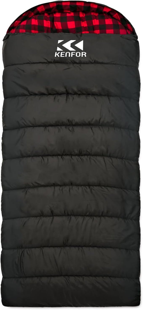 0 Degree Sleeping Bag 100% Cotton Big and Tall Flannel XXL Cold Weather Winter Sleeping Bag for Adults Camping Zero Degree