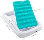 Inflatable Kids Travel Bed Toddler Air Mattress Set,Portable Blow Up Mattress Sleeping Bed Cot with Bed Rails and Electric Pump Ideal for Road Trip