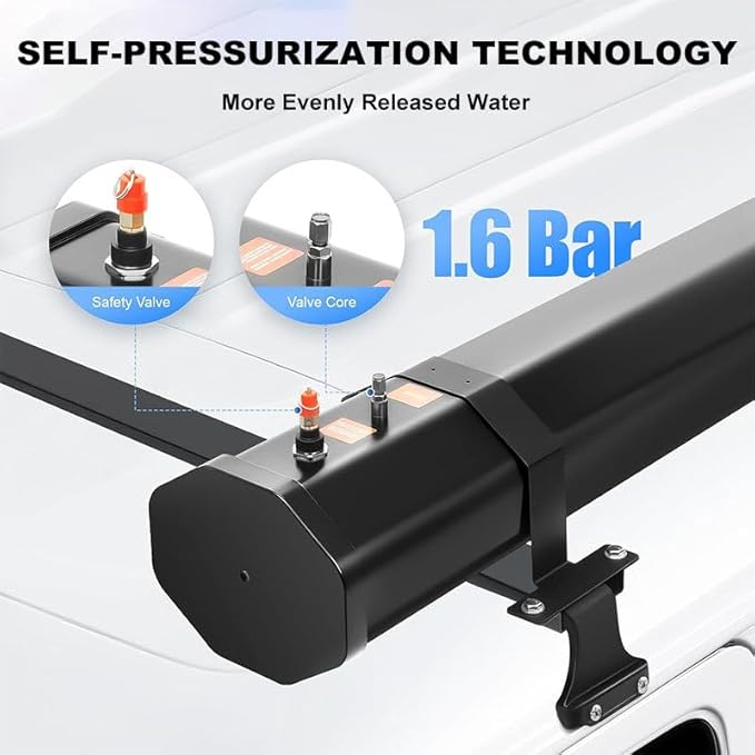 7.9Gallon Portable Camping Solar Shower, Roof Rack Mount Road Shower Pressurized Water Tank w/Storage Bag and 5.58ft Hose, Outdoor Activities Water Supply for SUVs Sedans RVs Trucks,30L/7.93Gal