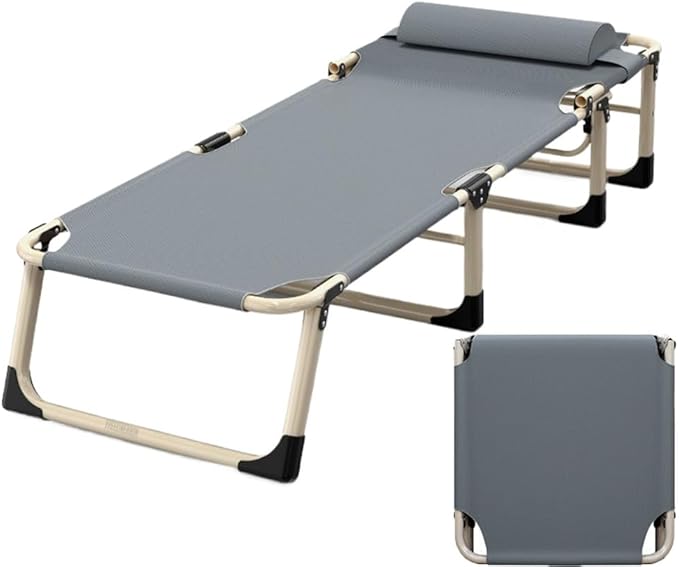 Folding Camping Cot Portable, Wide Folding Office Nap Multi-Speed Adjustment Suitable for Home, Camping and Travel
