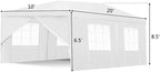 TANGKULA Outdoor Tent 10x20, White Party Wedding Tent Canopy with Removable Sidewalls, Portable Canopy Shelter Tent Pavilion for Market, Outside Tents for Events, Backyard