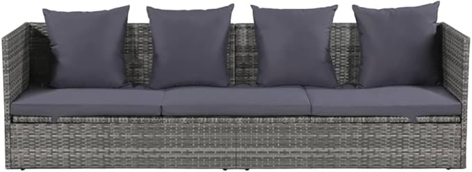 Outdoor Chairs Beach Chair Patio Furniture Camping Chairs Patio Bed Gray 78.7"x23.6" Poly Rattan for Patio, Poolside