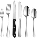 72 Piece Flatware Set for 12 Stainless Steel Cutlery Sets Delicate Camping Silverware Set for Kitchen Hotel Picnic Restaurant Include Knife Fork Spoon Steak Knife Dessert Fork Dessert Spoon