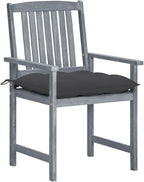 Patio Chairs with Cushions 8 pcs,Bistro Table and Chairs Outdoor,Lounge Chair,Patio Dining Chairs,Camping Chair,for Outdoor Patio, Campsite, or Yard, Solid Acacia Wood Gray