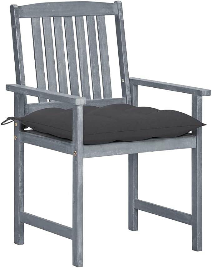 Patio Chairs with Cushions 8 pcs,Bistro Table and Chairs Outdoor,Lounge Chair,Patio Dining Chairs,Camping Chair,for Outdoor Patio, Campsite, or Yard, Solid Acacia Wood Gray