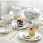 GaRcan Sudemota Dinner Plate Ceramic Dinnerware Set Kitchen Tableware Dinner Dish Ceramic Plates and Dishes Bowls 56Pcs Combination Dishes Set