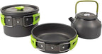 Outdoor Camping Cooking Set Hard Aluminum Alloy Tableware Kettle Cooker Pots and Bowls Hiking Barbecue Picnic