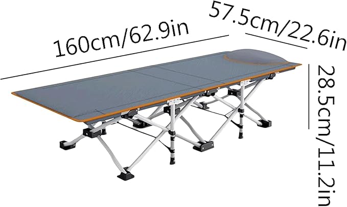 Oxford Cloth Camping Cot, Thickened Steel Pipe Foldable Bed, Lightweight Tent Cot, Compact Portable Folding Bed with Headrest
