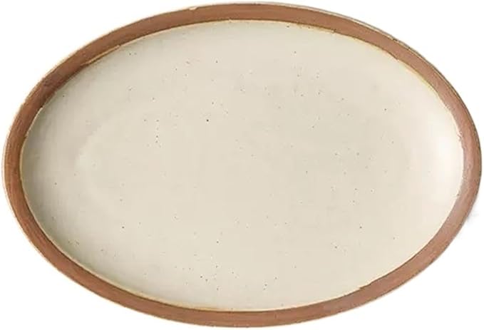 Camping Plates Oval Ceramic Dinner Plate Household Salad Plate Ceramic Tableware Restaurant Kitchen Appetizer Plate Dessert Plate Decorative Plate(Medium)