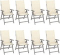 Patio Reclining Chairs with Cushions,Camp Chair,Barbecue Chairs,Fishing Chairs,Bistro Chair,Coffee Chair,Patio Funiture,for Dining Room,Living Room,Study Room,Garden,8 pcs Gray Acacia Wood