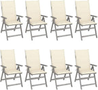 Patio Reclining Chairs with Cushions,Camp Chair,Barbecue Chairs,Fishing Chairs,Bistro Chair,Coffee Chair,Patio Funiture,for Dining Room,Living Room,Study Room,Garden,8 pcs Gray Acacia Wood