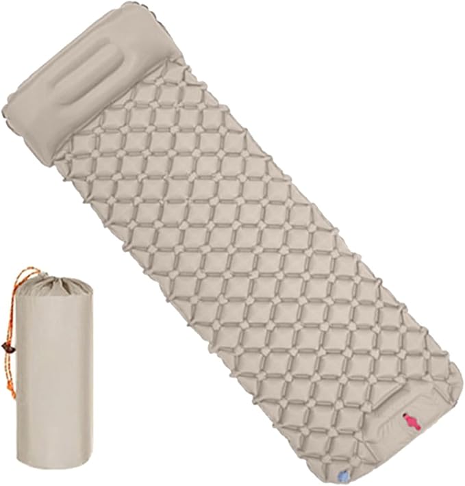 QINGFAN Outdoor Camping Inflatable Mattress Sleep Pad with Pillows Travel Mat Folding Bed Light Weight Air Cushions