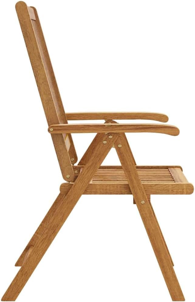 vidaXL - Patio Folding Chairs 6 Pcs - Camping Garden Lawn Chair - Solid Acacia Wood - Adjustable and Foldable - Brown Retro Style - 22.4" x 27.2" x 43.7"